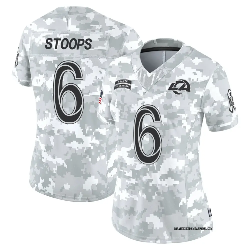 Limited Arctic Camo Women's Drake Stoops Los Angeles Rams 2024 Salute to Service Jersey