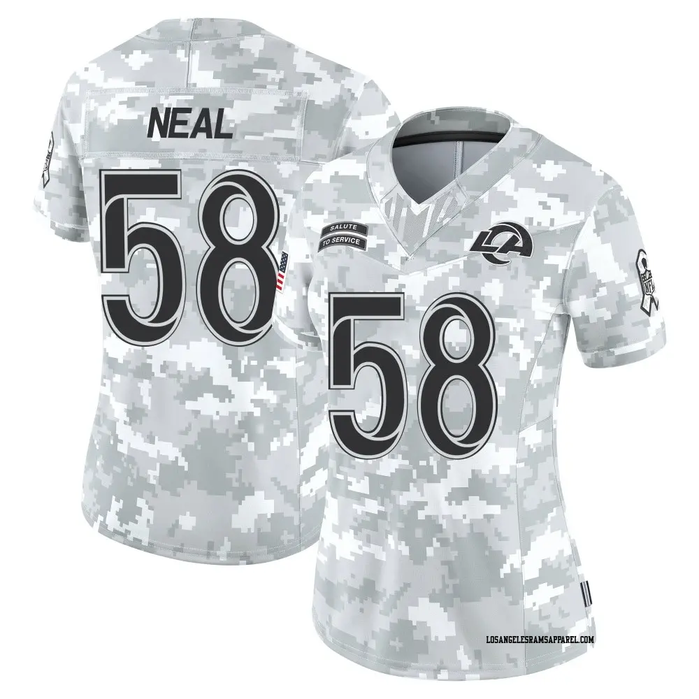 Limited Arctic Camo Women's Elias Neal Los Angeles Rams 2024 Salute to Service Jersey