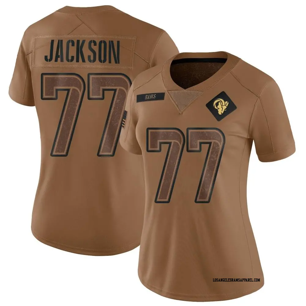 Limited Brown Women's Alaric Jackson Los Angeles Rams 2023 Salute To Service Jersey