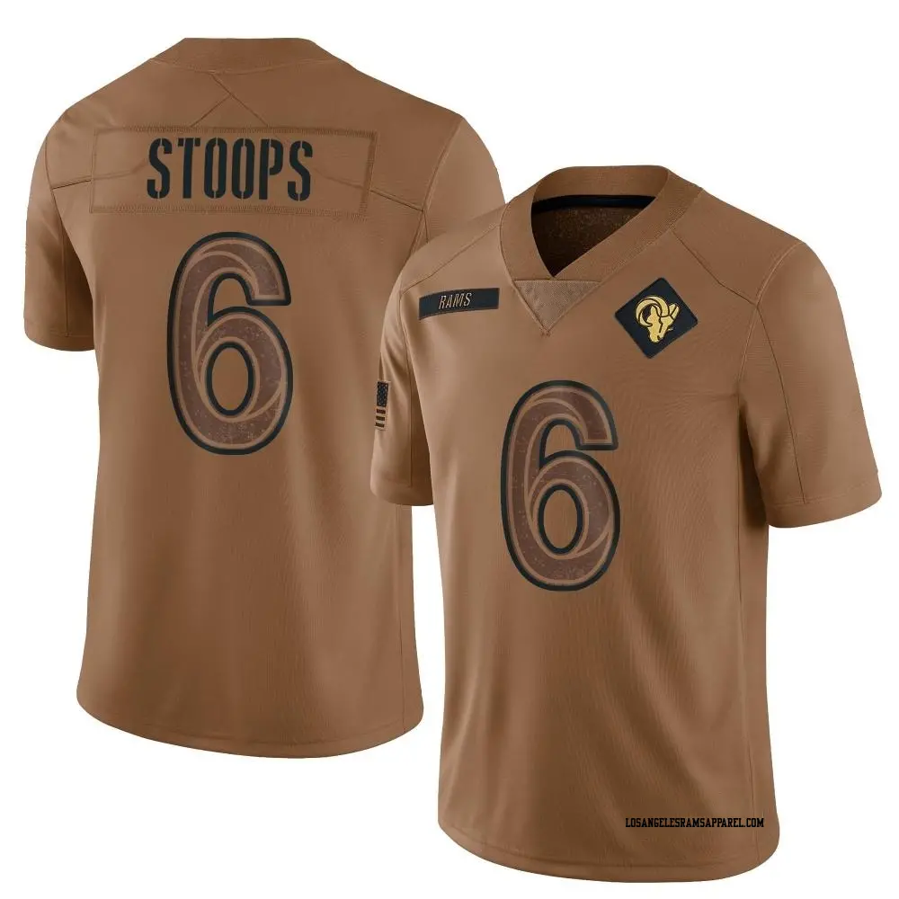 Limited Brown Youth Drake Stoops Los Angeles Rams 2023 Salute To Service Jersey