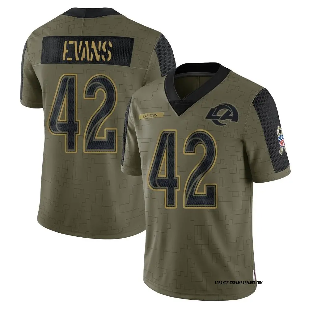Limited Olive Men's Ethan Evans Los Angeles Rams 2021 Salute To Service Jersey